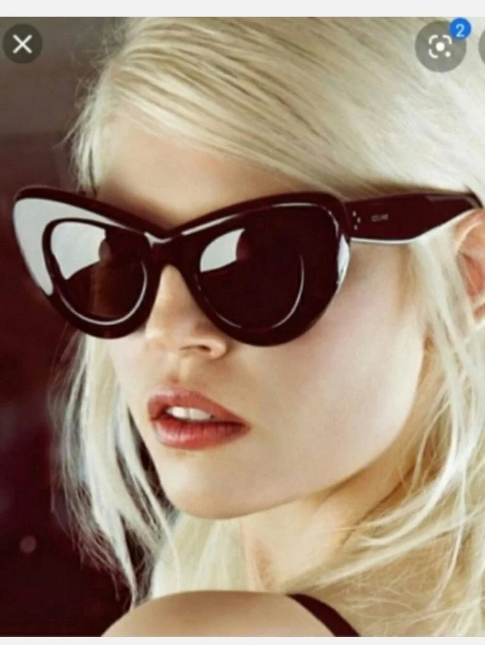 Celine Papillon Oversized Cat Eye Sunglasses Navy With Case